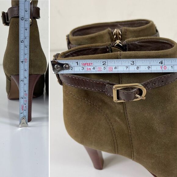 Tory Burch Patricia Mid Heel Suede Zip Up Almond Toe Bootie Ankle Boots Size 6 - Picture 15 of 16